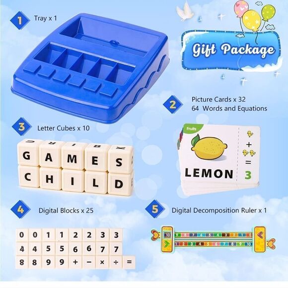 NIB Matching Letter Game with Spelling Math Flash Cards, - Picture 6 of 9